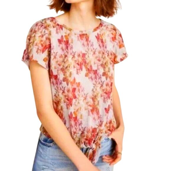 $98 ANTHROPOLOGIE EVA FRANCO plisse w a touch of metallic top M - Picture 1 of 8
